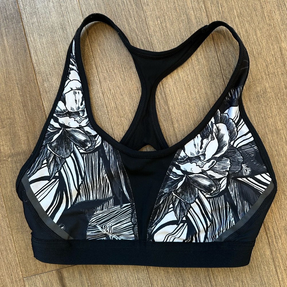 Oakley Floral Black and White Sports Bra